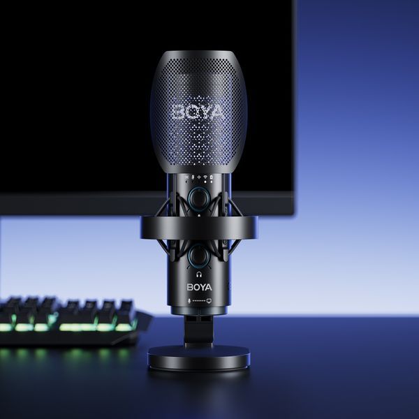 Мікрофон BOYA K5-02 для блогерів (бездротовий+дротовий) з RGB підсвіткою для стрімів та подкастів (51005) 51005 фото