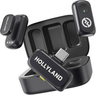 Петличний мікрофон (2 шт.) Hollyland Lark A1 Duo black Type-C для iPhone/ Android (із зарядним кейсом), бездротовий професійний (52013) 52013 фото