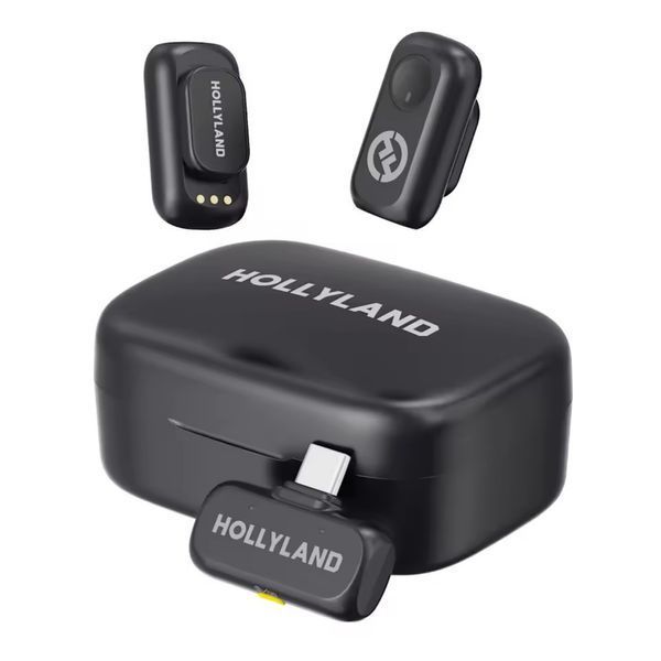 Петличный микрофон (2 шт.) Hollyland Lark A1 Duo black Type-C для iPhone/ Android (с зарядным кейсом ), беспроводной профессиональный (52013) 52013 фото