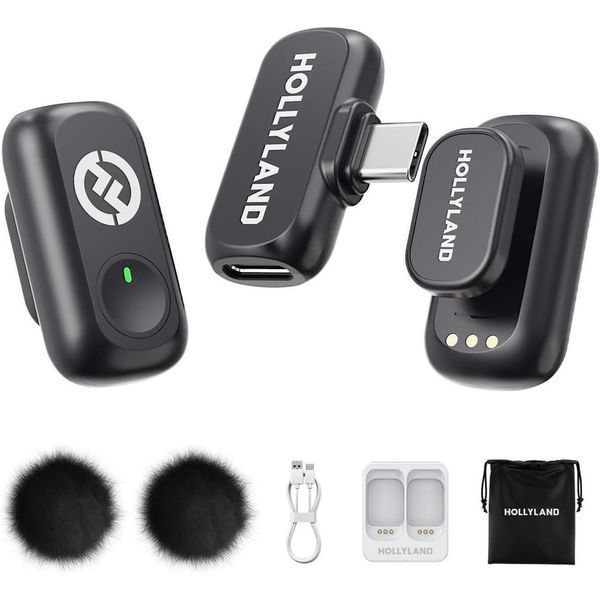Петличний мікрофон (2 шт.) Hollyland Lark A1 Mini Duo USB Type-C black для iPhone/ Android, бездротовий професійний (52014) 52014 фото