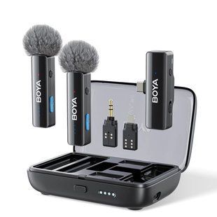 Петличний мікрофон BOYA BOYALINK (Type-C + Lightning+TRS 3,5 mm) black для iPhone/Android/відеокамери безпровідний, петличка для телефона (50021) 50021 фото