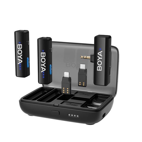 Петличный микрофон BOYA BOYALINK (Type-C + Lightning+TRS 3,5 mm) black для iPhone/Android/видеокамеры беспроводной, петличка для телефона (50021) 50021 фото