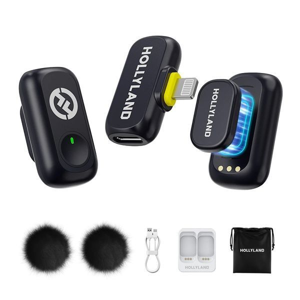 Петличний мікрофон (2 шт.) Hollyland Lark A1 Mini Duo Lightning black для iPhone, безпровідний професійний (52015) 52015 фото