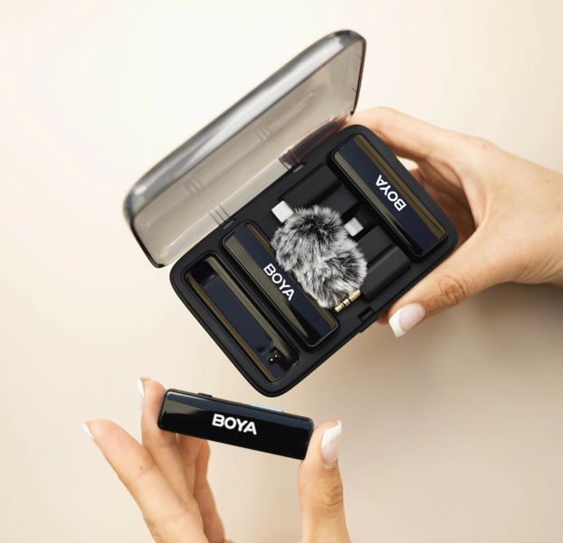 Петличный микрофон BOYA BOYALINK (Type-C + Lightning+TRS 3,5 mm) black для iPhone/Android/видеокамеры беспроводной, петличка для телефона (50021) 50021 фото