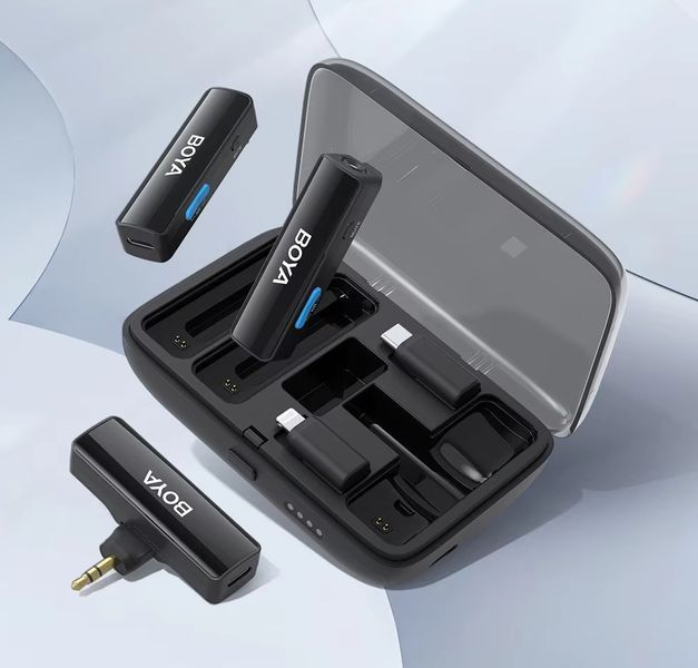 Петличный микрофон BOYA BOYALINK (Type-C + Lightning+TRS 3,5 mm) black для iPhone/Android/видеокамеры беспроводной, петличка для телефона (50021) 50021 фото