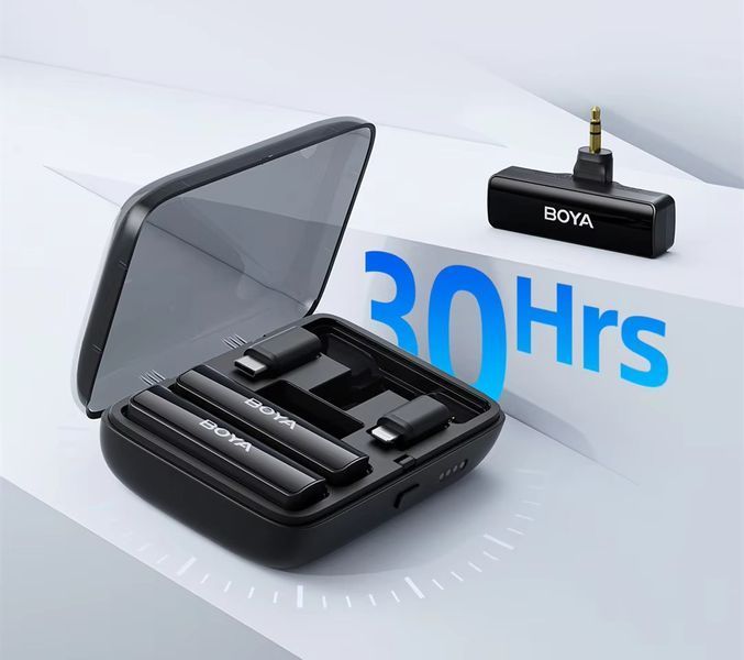Петличный микрофон BOYA BOYALINK (Type-C + Lightning+TRS 3,5 mm) black для iPhone/Android/видеокамеры беспроводной, петличка для телефона (50021) 50021 фото