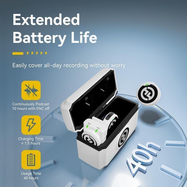 Петличний мікрофон (2 шт.) Hollyland Lark M2 Duo with USB Type-C Plug white для iPhone/ Android, (із зарядним кейсом), професійний (52004) 52004 фото