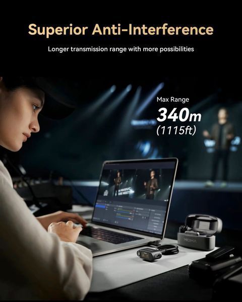 Петличний мікрофон (2 шт.) Hollyland LARK MAX 2 COMBO (Type-C + 3,5 mm TRS) для iPhone/ Android/відеокамери (із зарядним кейсом), професійний бездротовий (52017) 52017 фото