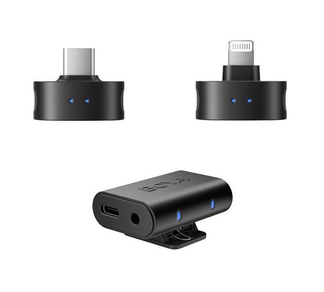Петличний мікрофон-стік для інтерв'ю BOYA MAGIC-02 COMBO (Lightning/USB Type-C/3.5 mm jack) + петлична система на 2 мікрофона із зарядним кейсом  (50048) 50048 фото