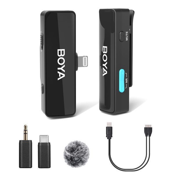Петличный микрофон BOYA BOYALINK A1 (Type-C + Lightning+TRS 3,5 mm) для iPhone/Android/видеокамеры беспроводной, петличка для телефона (50022) 50022 фото