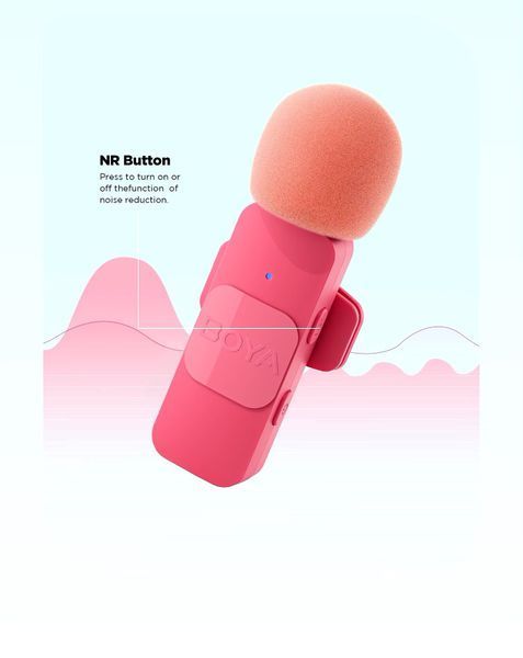 Петличний мікрофон (2 шт.)  BOYA BY-V2 Pink  для iPhone (Lightning) бездротовий + твердий кейс (50032) 50032 фото