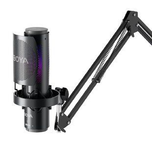 Мікрофон BOYA K9-02 для блогерів з RGB підсвіткою та стійкою пантографом, для стрімів та підкастів (51004) 51004 фото