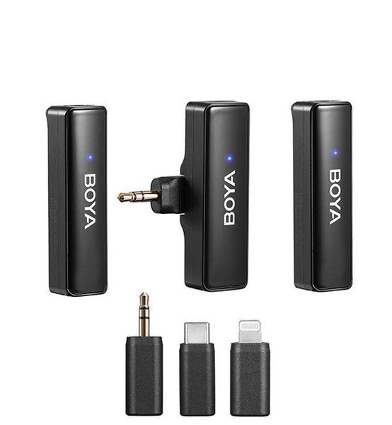Петличный микрофон BOYA BOYALINK A2 (Type-C + Lightning+TRS 3,5 mm) для iPhone/Android/видеокамеры беспроводной, петличка для телефона (50029) 50029 фото