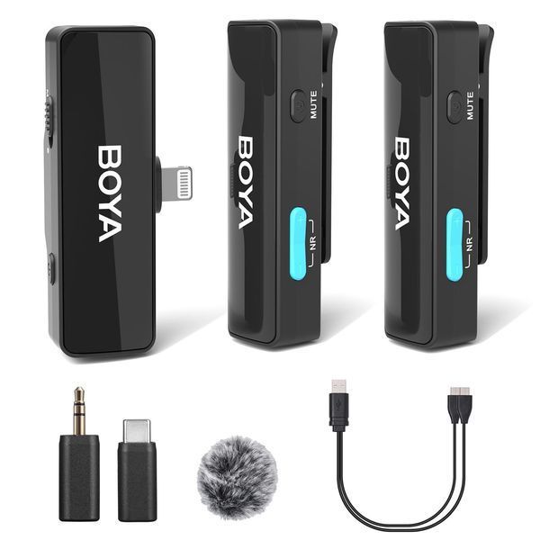 Петличный микрофон BOYA BOYALINK A2 (Type-C + Lightning+TRS 3,5 mm) для iPhone/Android/видеокамеры беспроводной, петличка для телефона (50029) 50029 фото