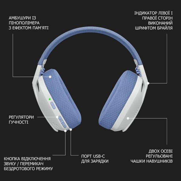 Навушники Logitech G435 LIGHTSPEED Wireless Gaming Headset &mdash; White (981-001074) - 90002 90002 фото