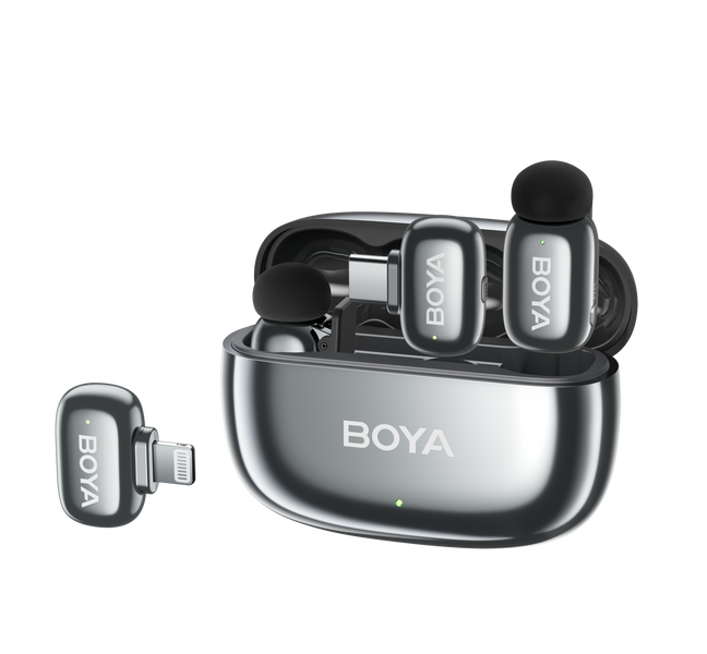 Петличний мікрофон BOYA mini 2 Lunar COMBO (Lightning+USB Type-C) 2026 з зарядним кейсом для iPhone та Android безпровідний, петличка для телефона (50073) 50073 фото