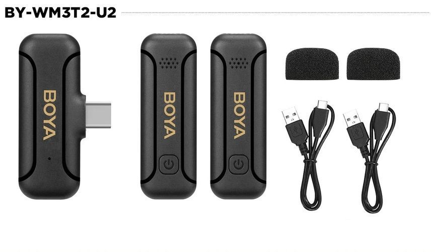 Петличний мікрофон BOYA BY-WM3T2-U2 (USB Type-C) для iPhone та Android безпровідний, петличка для телефона (50013) 50013 фото