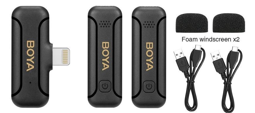 Петличний мікрофон BOYA BY-WM3T2-D2 (Lightning) для iPhone безпровідний, петличка для телефона (50014) 50014 фото