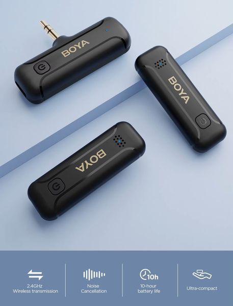 Петличный микрофон BOYA BY-WM3T2-M2 беспроводной для камеры (3,5 mm mini jack) петличка (50036) 50036 фото