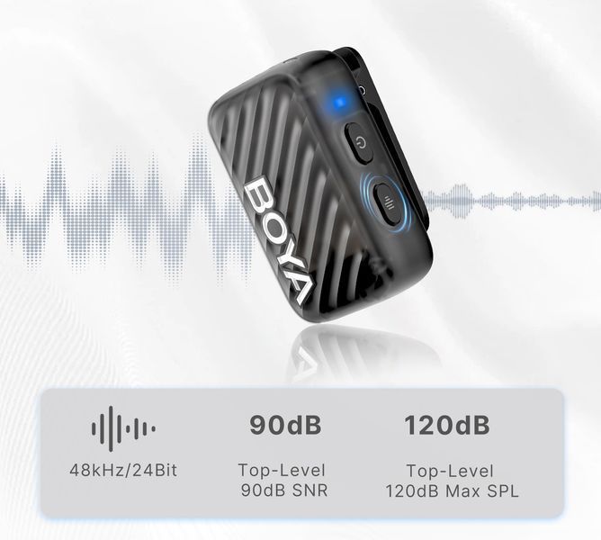 Петличний мікрофон BOYA BOYAMIC 2-02 /2025/ Type-C+3,5 mm TRS з зарядним кейсом (для iPhone/ Android/фото-відеокамери) (50056) 50056 фото