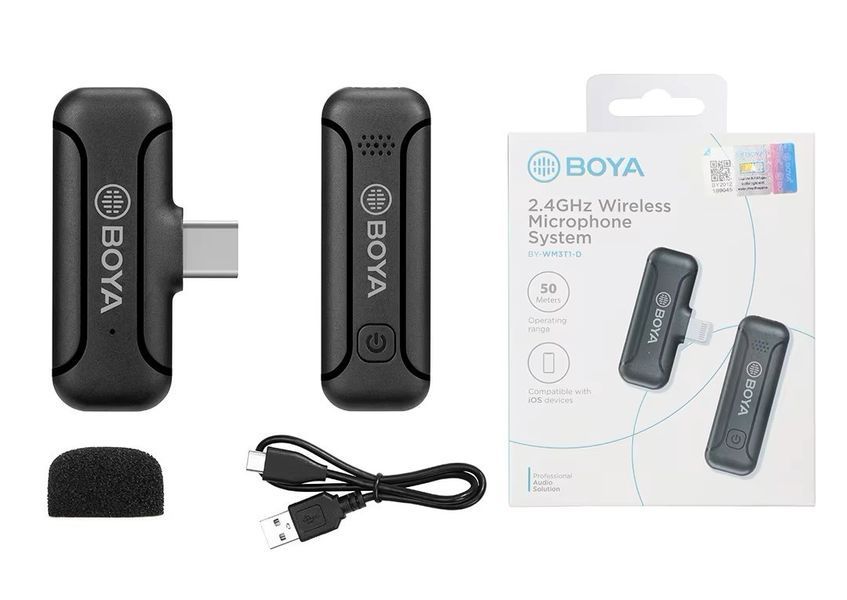 Петличний мікрофон BOYA BY-V WM3T2-U1 (USB Type-C) для iPhone та Android безпровідний, петличка для телефона (50007) 50007 фото