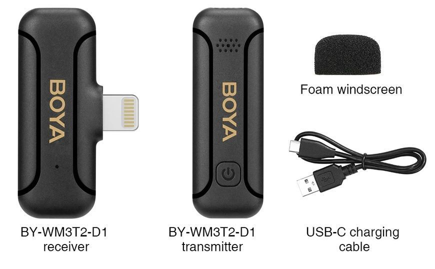 Петличний мікрофон BOYA BY-V WM3T2-D1 для iPhone (Lightning) безпровідний, петличка для телефона (50008) 50008 фото