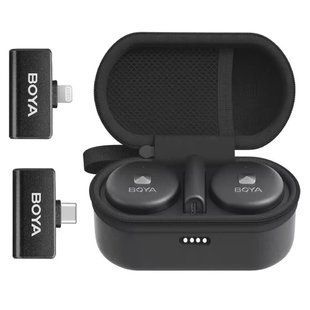 Петличний мікрофон BOYA Omic-B COMBO black (Lightning+USB Type-C) з зарядним кейсом, для iPhone та Android безпровідний, петличка для телефона (50035) 50035 фото