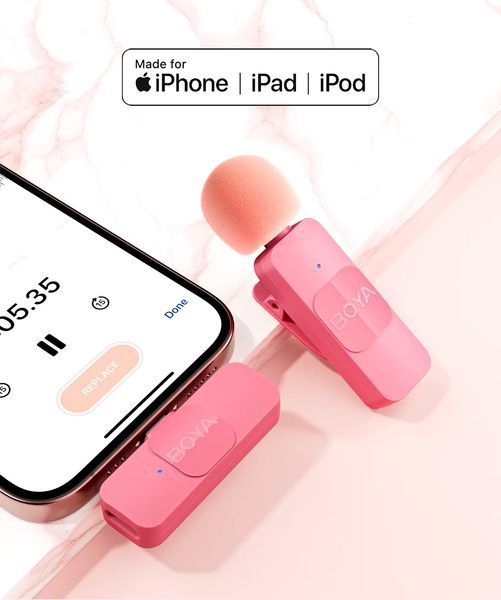 Петличний мікрофон BOYA BY-V20 Pink (USB Type-C) для iPhone та Android безпровідний, петличка для телефона (50023) 50023 фото