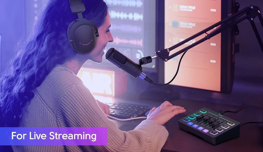 Мікшерний пульт FIFINE Sound Card SC3 (ігровий / стрімінговий) Gaming Audio Mixer black  (60002) 60002 фото