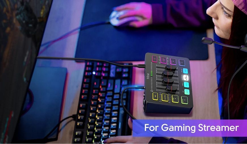 Мікшерний пульт FIFINE Sound Card SC3 (ігровий / стрімінговий) Gaming Audio Mixer black  (60002) 60002 фото
