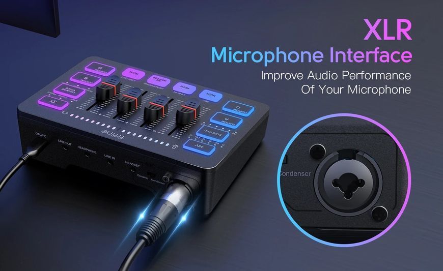 Мікшерний пульт FIFINE Sound Card SC3 (ігровий / стрімінговий) Gaming Audio Mixer black  (60002) 60002 фото