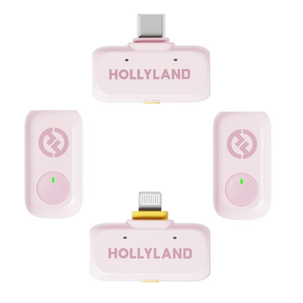 Петличний мікрофон (2 шт.) Hollyland Lark A1 Combo рожевий (Lightning + Type-C) для iPhone/ Android (із зарядним кейсом), бездротовий професійний (52019) 52019 фото
