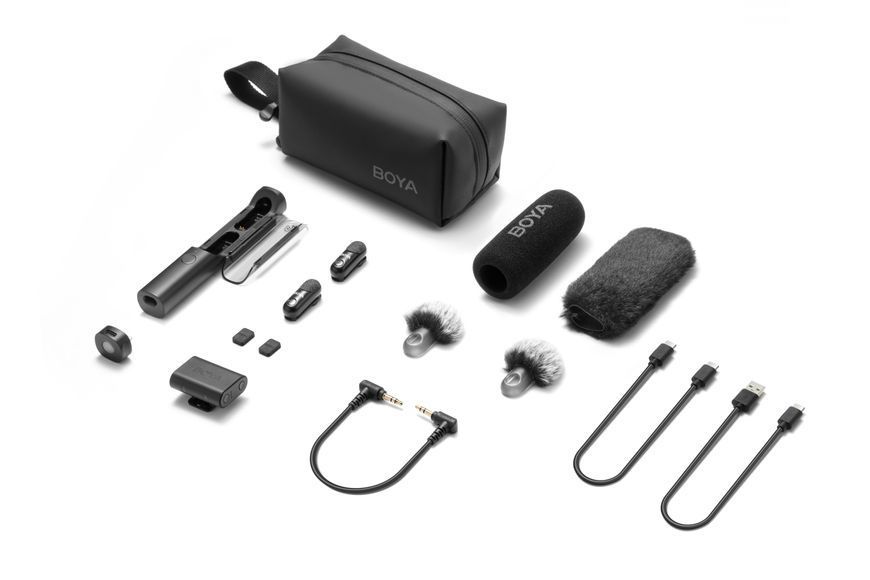 Петличний мікрофон-стік для інтерв'ю BOYA MAGIC-03 (USB Type-C/3.5 mm jack) + петлична система на 2 мікрофона із зарядним кейсом (50050) 50050 фото