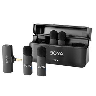 Петлічний мікрофон (4 штуки) BOYA BY-V4 (TRS 3,5 mm mini jack для фотовідео камери) з зарядним кейсом, бездротовий (50077) 50077 фото