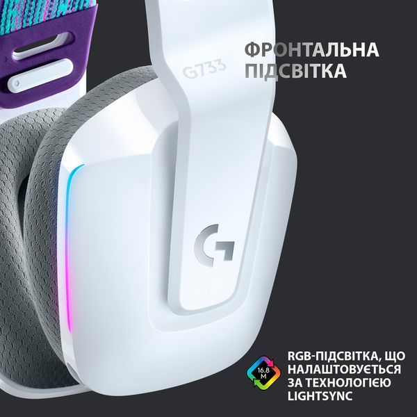 Ігрова гарнітура Logitech G733 Lightspeed Wireless RGB Gaming Headset (White) 981-000883 (90005) 90005 фото