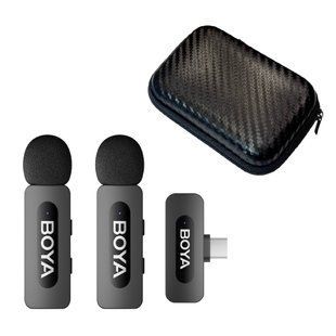 Петличний мікрофон (2 шт.) BOYA BY-V20 (USB Type-C) для iPhone та Android безпровідний, петличка для телефона (+ твердий кейс)(50059) 50059 фото