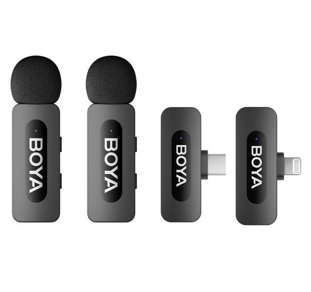 Петличний мікрофон BOYA BY-V2 COMBO (Lightning+Type C) з зарядним кейсом, для iPhone та Android безпровідний, петличка для телефона (50040) 50040 фото