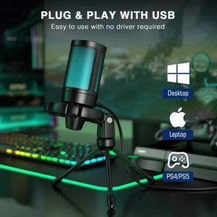 Мікрофон для блогерів FIFINE AmpliGame A2 black ігровий стрімінговий з RGB підсвіткою (51000) 51000 фото