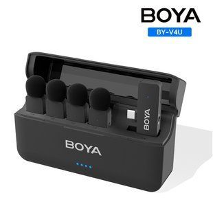 Петлічний мікрофон (4 штуки) BOYA BY-V4U (USB Type-C для iPhone та Android) з зарядним кейсом, бездротовий (50010) 50010 фото