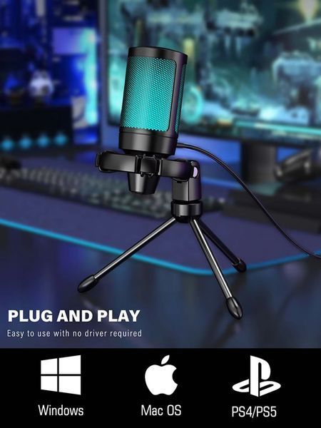 Мікрофон для блогерів FIFINE AmpliGame A2 black ігровий стрімінговий з RGB підсвіткою (51000) 51000 фото
