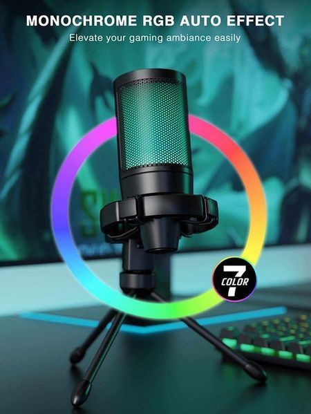 Мікрофон для блогерів FIFINE AmpliGame A2 black ігровий стрімінговий з RGB підсвіткою (51000) 51000 фото