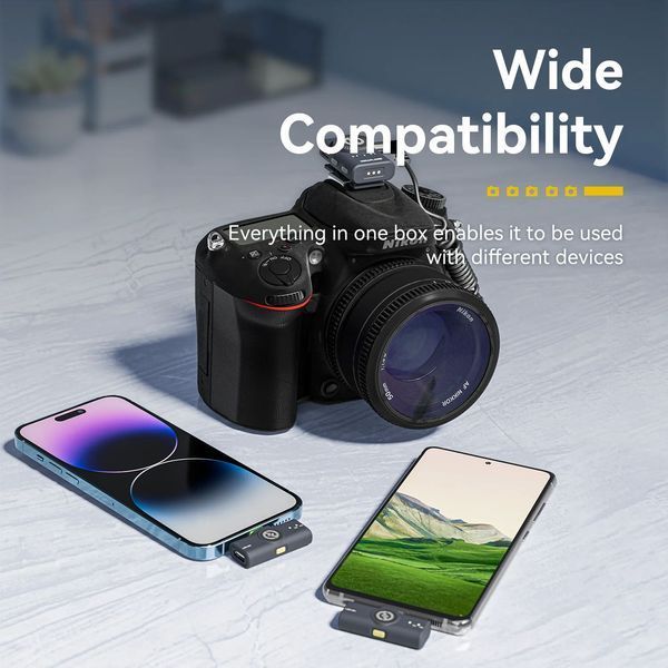 Петличный микрофон (2 шт.) Hollyland Lark M2 Combo mini (USB Type-C + TRS 3.5 мм) black для iPhone/ Android/ (с зарядным кейсом ), профессиональный (52008) 52008 фото
