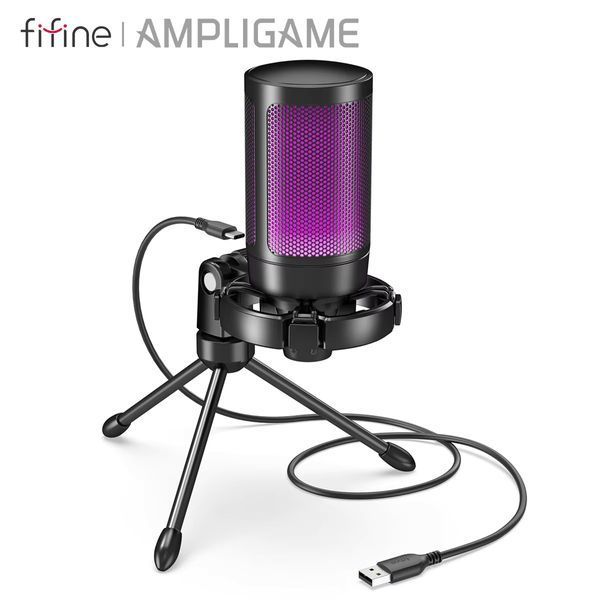 Мікрофон для блогерів FIFINE AmpliGame A2 black ігровий стрімінговий з RGB підсвіткою (51000) 51000 фото