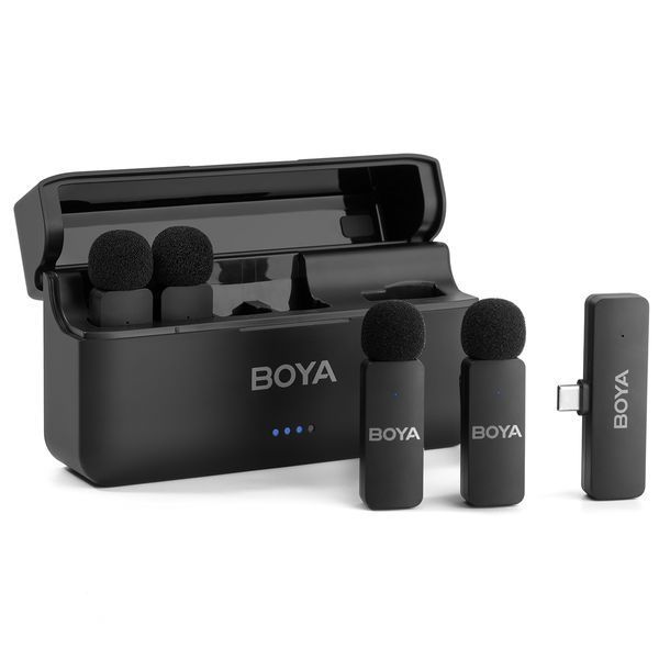 Петлічний мікрофон (4 штуки) BOYA BY-V4U (USB Type-C для iPhone та Android) з зарядним кейсом, бездротовий (50010) 50010 фото