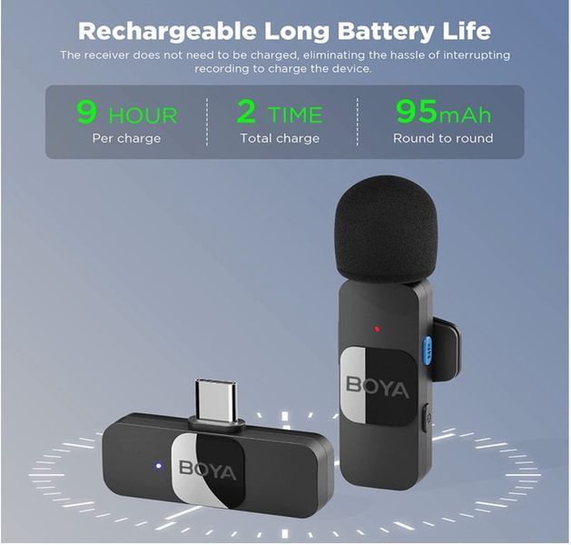 Петличный микрофон BOYA BY-V10 (USB Type-C) для iPhone и Android беспроводной, петличка для телефона (50002) 50002 фото