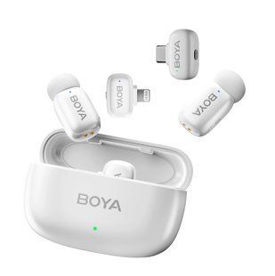 Петличний мікрофон BOYA mini COMBO white Lightning+Type C, 2 шт. з зарядним кейсом (для iPhone та Android), безпровідний, петличка для телефона (50046) 50046 фото