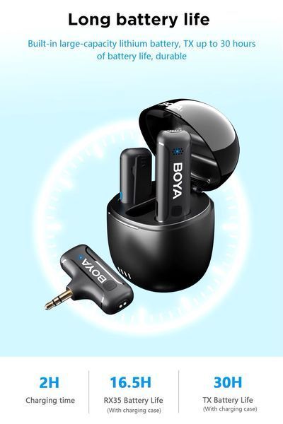 Петличный микрофон BOYA BY-WM3T-M2 беспроводной для камеры (3,5 mm mini jack) петличка (50025) 50025 фото