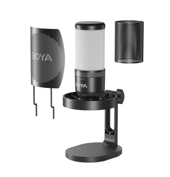 Мікрофон BOYA K3-02 для блогерів з RGB підсвіткою та стійкою пантографом, для стрімів та підкастів (51002) 51002 фото