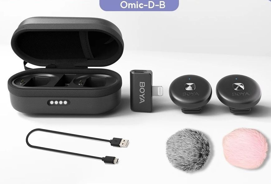 Петличний мікрофон BOYA Omic-D black (Lightning) для iPhone безпровідний, петличка для телефона (50018) 50018 фото
