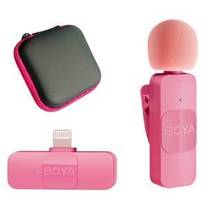 Петличний мікрофон BOYA BY-V1 Pink для iPhone (Lightning) + твердий кейс, безпровідний, петличка для телефона (50037) 50037 фото